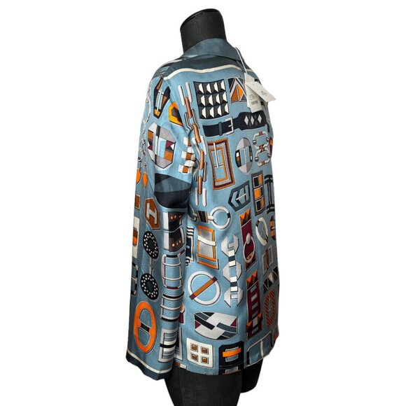 Hermes NWT Luxurious Silk Twill Buckles Blouse Shirt Size 38 Made In France - Picture 8 of 14